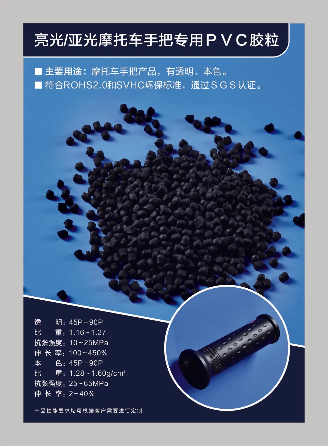 亮光 / 亚光摩托车手把专用 PVC 胶粒